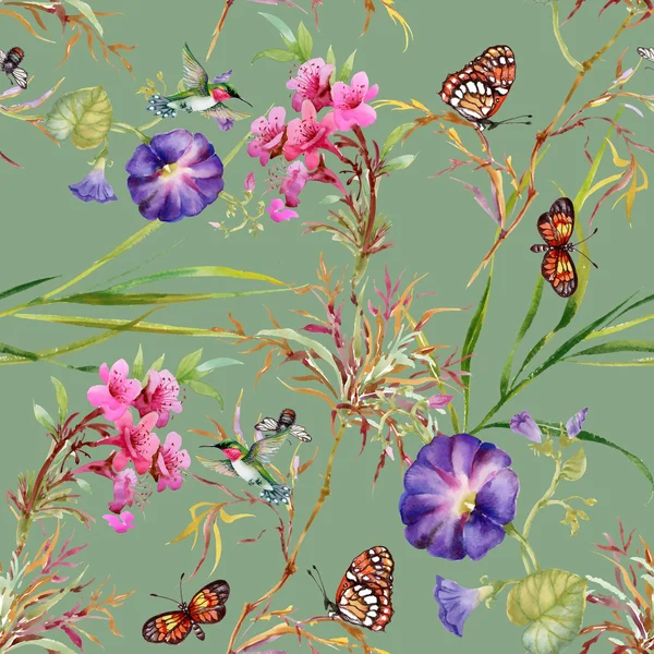 Bloeiende binden wiet toppen en vlinders — Stockfoto