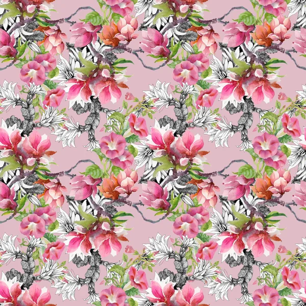 BIND onkruid knoppen en bloemen van de magnolia — Stockfoto