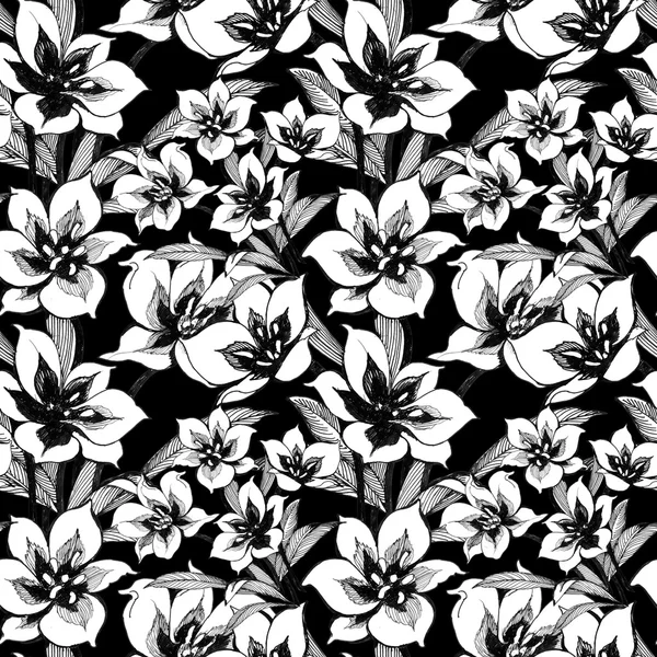 Floral ink seamless pattern — Stock Photo, Image