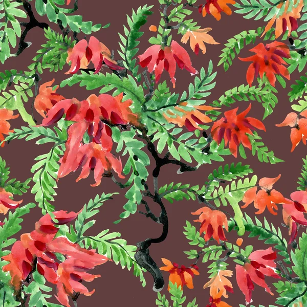 Florale Tusche und Aquarell nahtlose Muster — Stockfoto