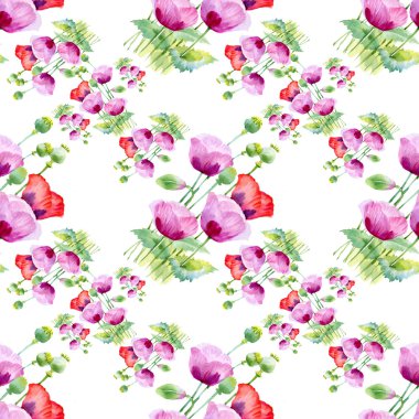 Haşhaş çiçekleriyle kusursuz desen