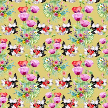 Güzel yaz çiçekler ve desen bırakır