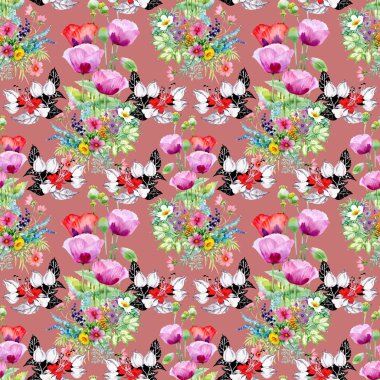 Güzel yaz çiçekler ve desen bırakır