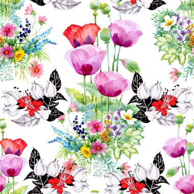 Güzel yaz çiçekler ve desen bırakır