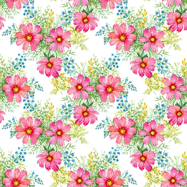 Beautiful pink flowers seamless pattern — Stock Photo, Image