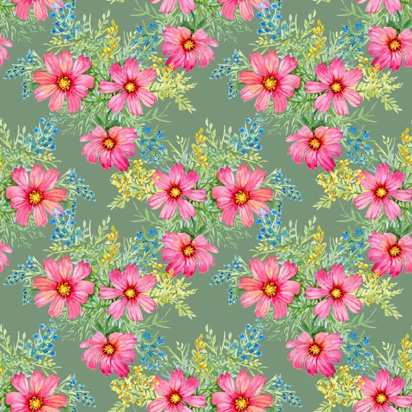 Krásné růžové květy bezešvé vzor — Stock fotografie