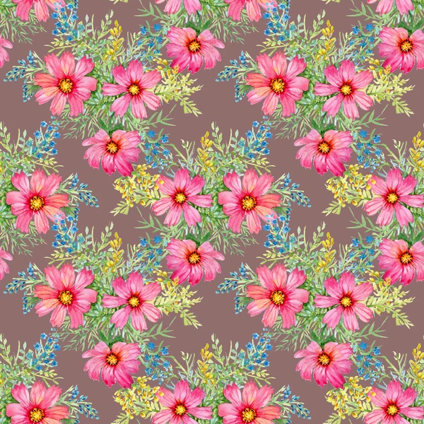 Beautiful pink flowers seamless pattern — Stock Photo, Image