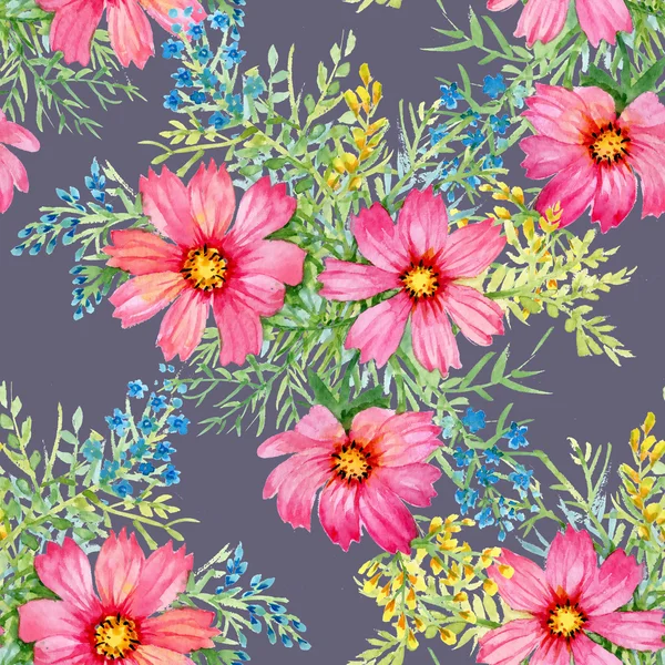 Mooie roze bloemen naadloos patroon — Stockfoto