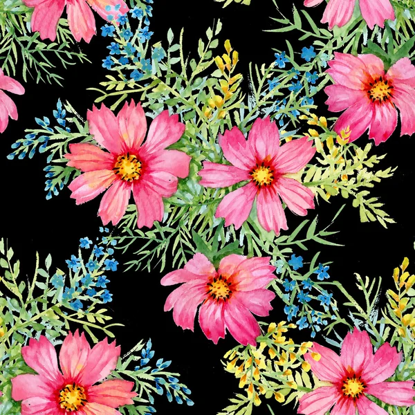 Beautiful pink flowers seamless pattern — Stock Photo, Image