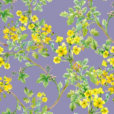 Sarı çiçekli pürüzsüz desen 
