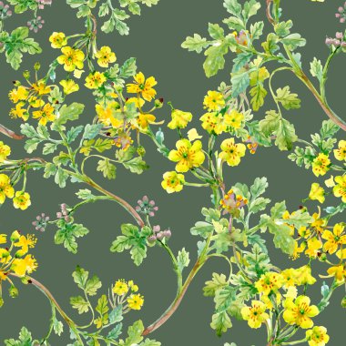 Sarı çiçekli pürüzsüz desen 