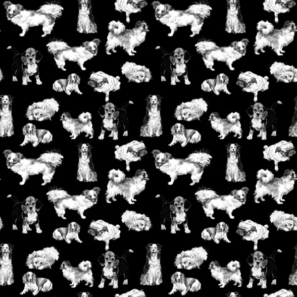 Seamless pattern with sketch dogs