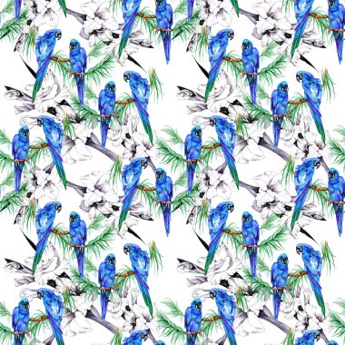 papağan ve çiçek deseni