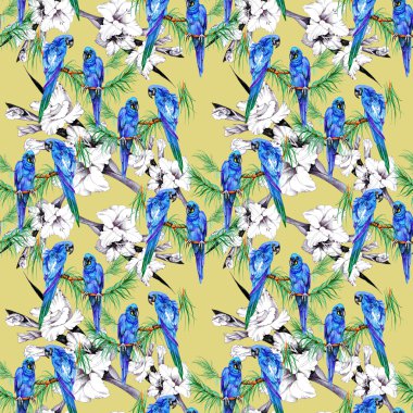 papağan ve çiçek deseni