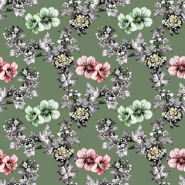 Bahçe çiçek desenle 