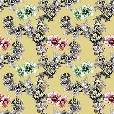 Bahçe çiçek desenle 