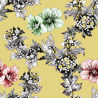 Bahçe çiçek desenle 