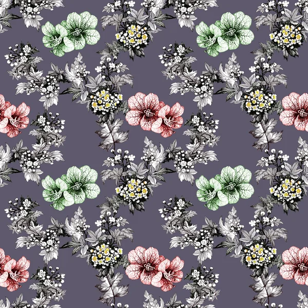 Pattern with garden flowers — Stock Photo, Image