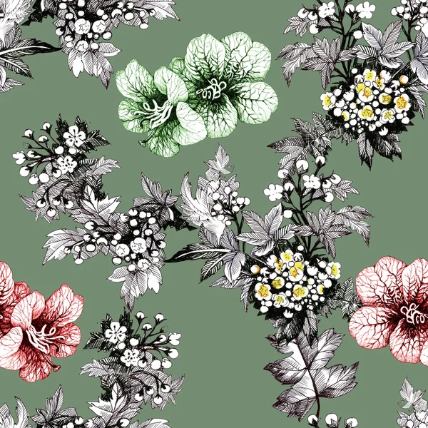 Patrón con flores de jardín —  Fotos de Stock