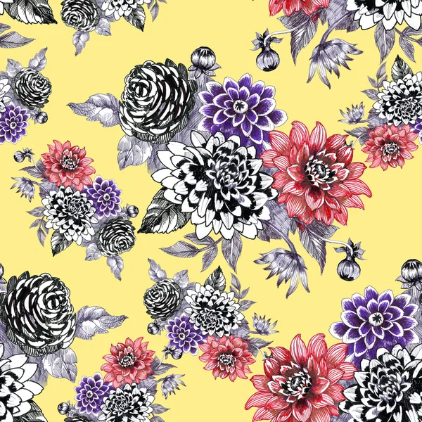 pattern with garden flowers 