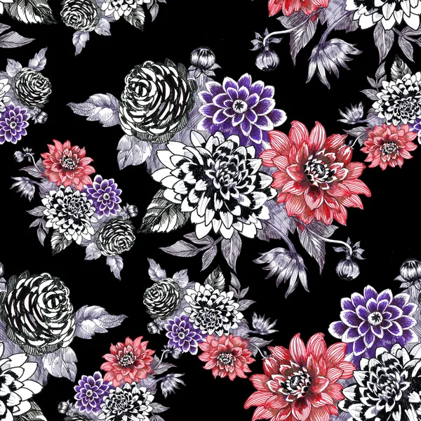 pattern with garden flowers 