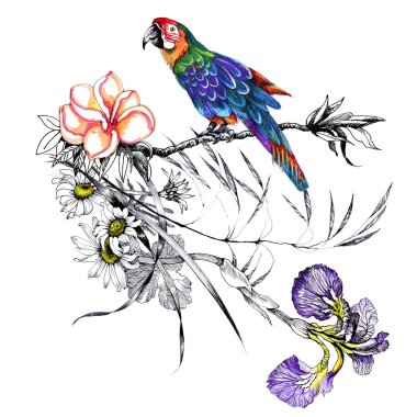 Dalları üzerinde parlak kuşlar 