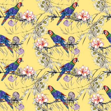 Dalları üzerinde parlak kuşlar 