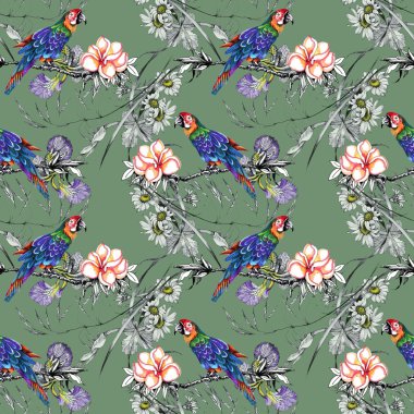 Dalları üzerinde parlak kuşlar 