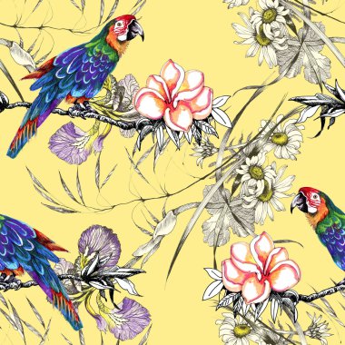 Dalları üzerinde parlak kuşlar 