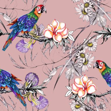 Dalları üzerinde parlak kuşlar 