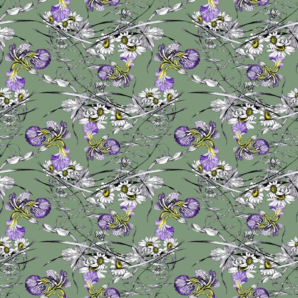 Pattern with garden flowers — Stock Photo, Image