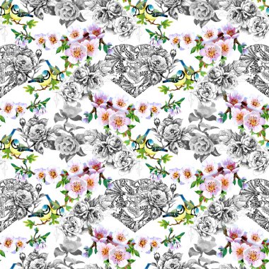 Dalları üzerinde parlak kuşlar 