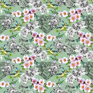 Dalları üzerinde parlak kuşlar 