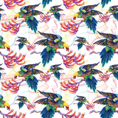 Dalları üzerinde parlak kuşlar 