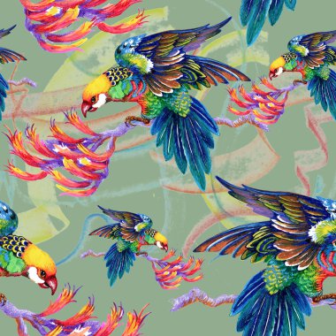 Dalları üzerinde parlak kuşlar 