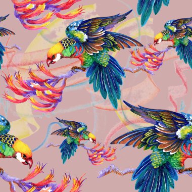 Dalları üzerinde parlak kuşlar 