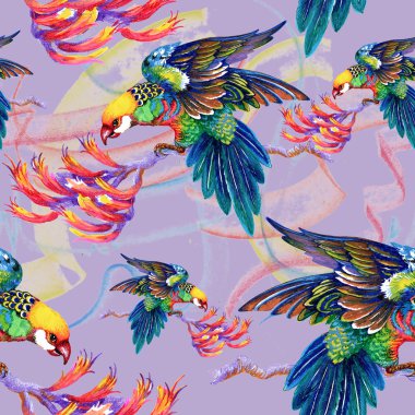 Dalları üzerinde parlak kuşlar 