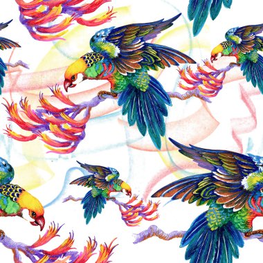 Dalları üzerinde parlak kuşlar 