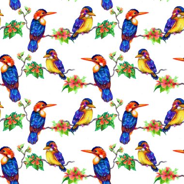 Güzel kuş ve çiçek deseni 