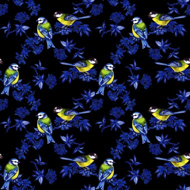 Bahar dal seamless modeli kuşlarda 