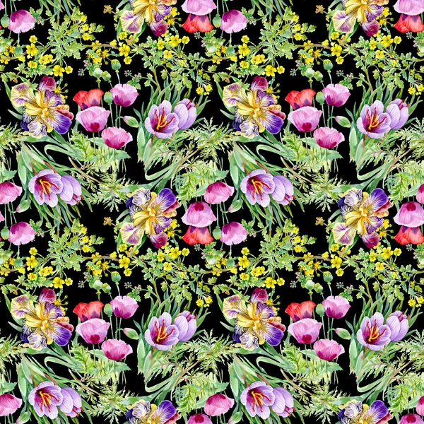 Patrón floral sin costuras de acuarela —  Fotos de Stock
