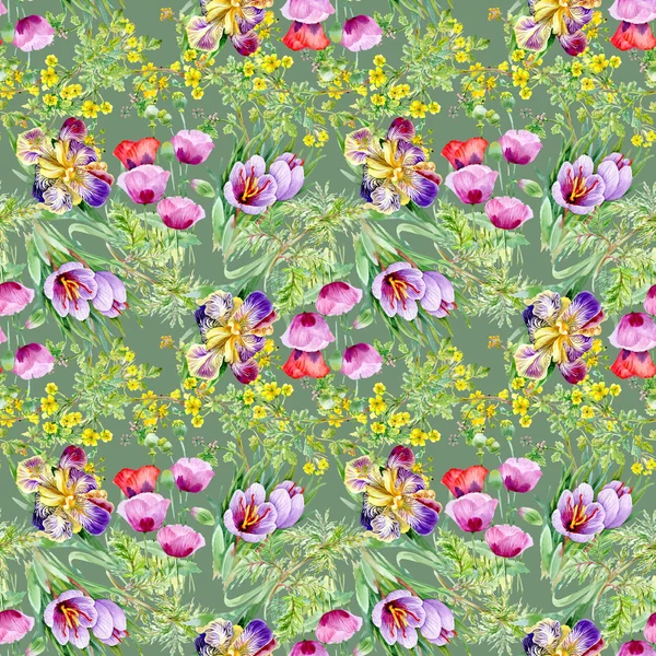 Aquarell nahtloses Blumenmuster — Stockfoto