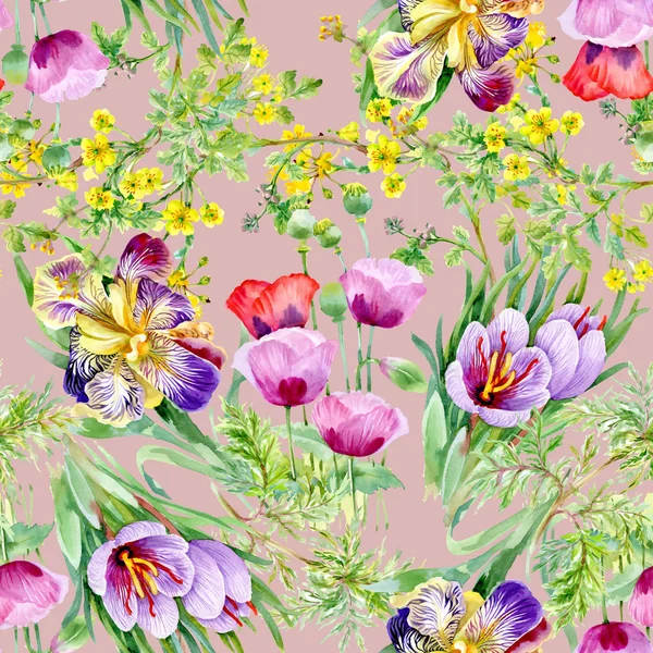 Akvarell zökkenőmentes virágmintás — Stock Fotó