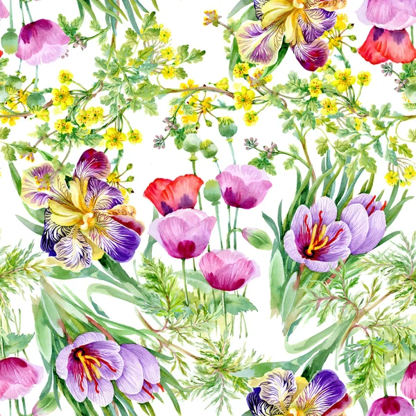 Padrão floral sem costura aquarela — Fotografia de Stock