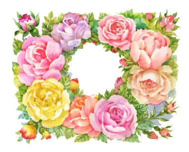 Suluboya Bahçe çiçek kırmızı gül illüstrasyon izole beyaz arka plan üzerinde.