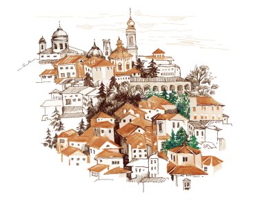 Suluboya cityscape evleriyle 