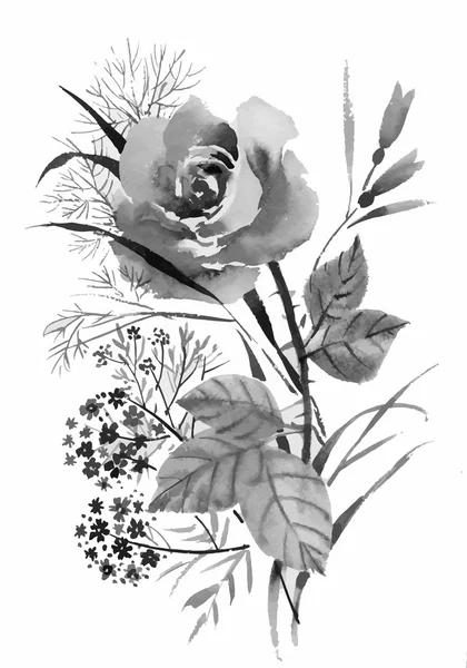 Belle fleur monochrome — Image vectorielle