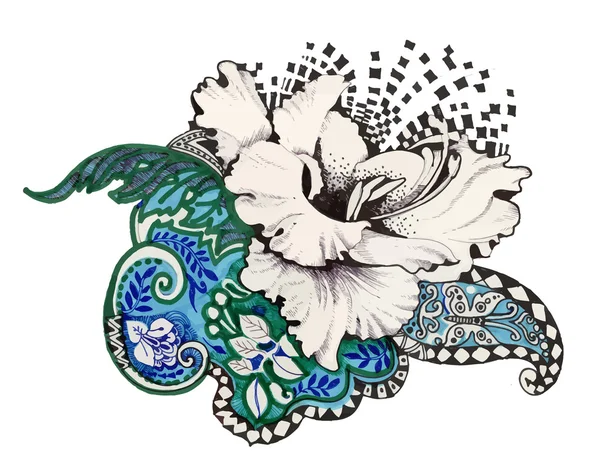Abstrato caneta de feltro flores ilustração . — Vetor de Stock