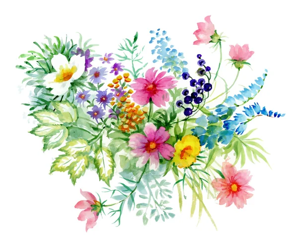 Schöne Blumen Aquarell Komposition — Stockvektor