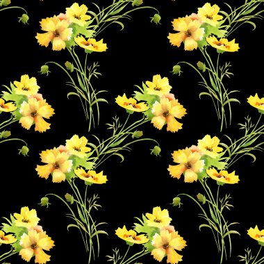 Güzel sarı yaz çiçekleri ile desen